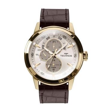 Imagem de Relógio Masculino Technos Grandtech 6P57Ac/2C Dourado Couro, Couro, An
