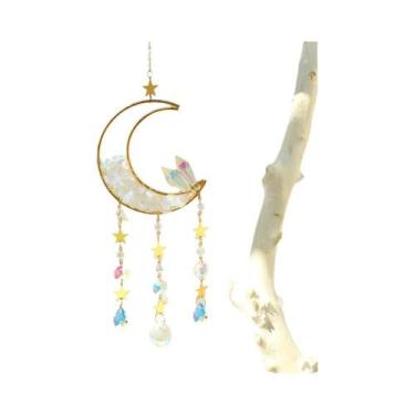 Imagem de Cristal Arco-Íris Suncatcher, Decoração De Parede Com Estrelas E Lua, 