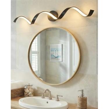 Imagem de Charming Life Luminária espiral moderna [branco natural 4000K com fio] - luminária de banheiro de LED preto fosco de 80 cm, arandela de parede de alumínio antiferrugem para espelho, sala de estar e