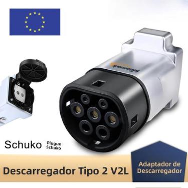 Imagem de Adaptador De Carregamento EV Tipo 2 V2L Com Plugue Schuko Para Carros 