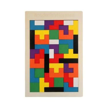 Imagem de Brinquedos De Quebra-Cabeça De Madeira Coloridos Tangram Montessori Pa
