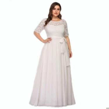 Imagem de Vestido Renda Longo 55 Casamento Plus Size Civil Noiva Festa - Bella F