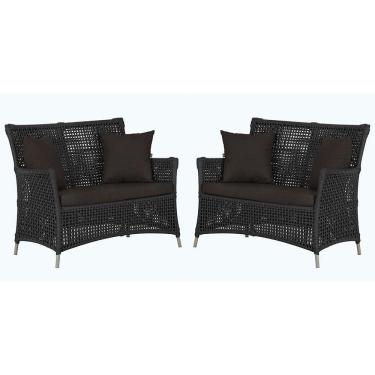 Imagem de 2 Sofás área Externa Igapó Alumínio Fendi Corda Náutica E9 Preto