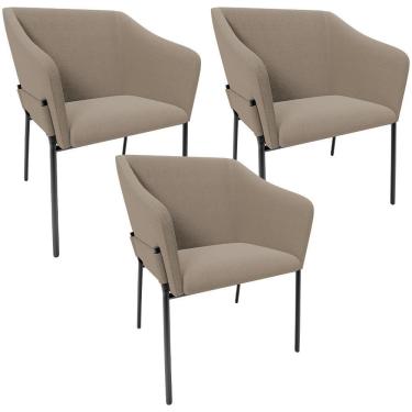 Imagem de Kit 3 Cadeiras Para Sala De Jantar Estar Living Olívia L02 Bouclê Bege - Lyam Decor
