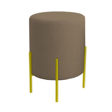 Imagem de Puff Orgânico Boucle Thor Com Pés De Ferro Dourado Cappuccino