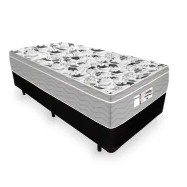 Imagem de Cama Box Solteiro Tecido Sintético Preto com Colchão De Molas Ensacadas - Probel Evolution