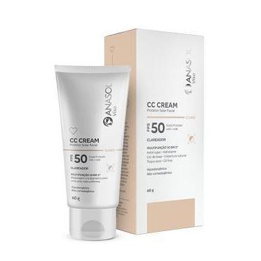 Imagem de Anasol protetor facial com cor CC cream fps50 60g cor claro