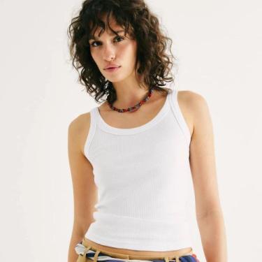 Imagem de Regata Ribana Canelada Hering Básica Slim Feminina N1TE, Branco, G