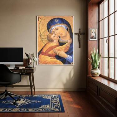 Imagem de Quadro Sacro Maria E Menino Jesus - 70X50Cm - Quadros On-Line