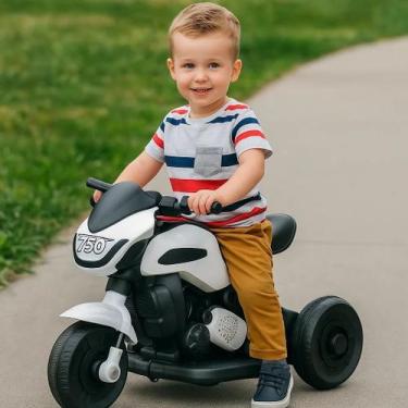 Imagem de Moto Elétrica Infantil Branca Mini Moto Motoca Bateria Veicullo Crianç