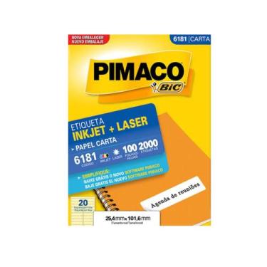 Imagem de Etiqueta Pimaco Carta Inkjet e Laser 6181 c/ 2000 etiquetas