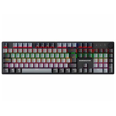 Imagem de Teclado Gamer Mecânico K-MEX Shadowscope KHY528, USB, Switch Blue, Iluminação Rainbow, Layout ABNT2, Cinza e Preto - KGY528U0001CB0X