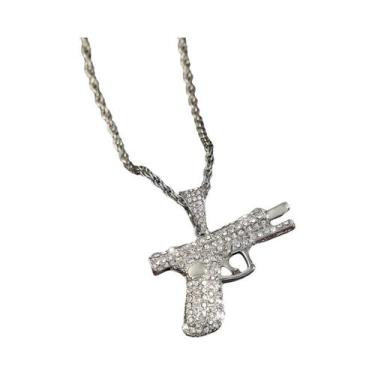 Imagem de Colar Choker Unissex De Metal Com Cristal Em Formato De Arma AK47, Joi