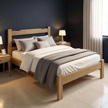 Imagem de Cama Casal Esmeralda Madeira Maciça Robusta Nogueira - Repleta