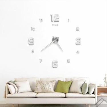 Imagem de Relógio de parede Gigante sem fundo - 94 cm de diâmetro - Caqui, Prata