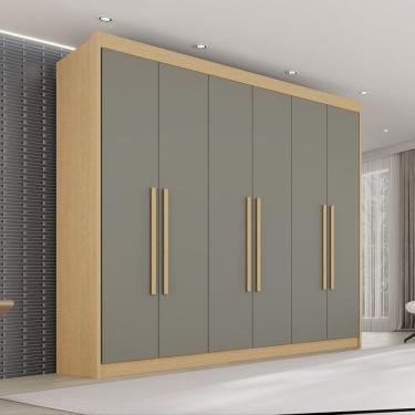 Imagem de Guarda Roupa Casal 6 Portas 6 Gavetas 100% Mdf Itália Plus Jequitibá/Granizo