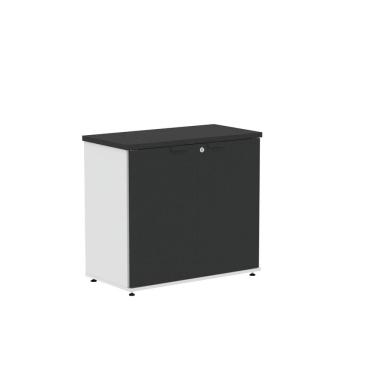 Imagem de Armário Baixo para Escritório com 2 Portas Branco/Preto
