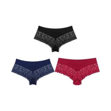 Imagem de Conjunto De Calcinhas Sexy De Renda Para Mulheres 3PCS Lingerie Confor
