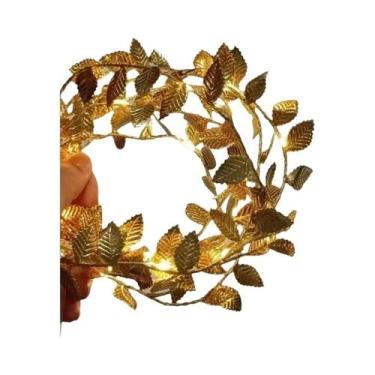 Imagem de Luzes De Fada Com Folhas Douradas LED Alimentadas Por Bateria Para Nat