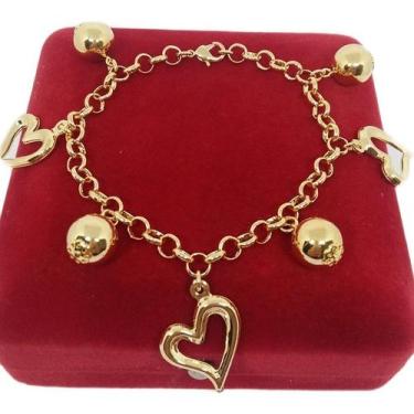 Imagem de Bracelete Com Berloques Banhada a Ouro Elo Português - Joias Nobre, Ou
