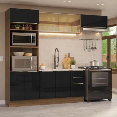 Imagem de Armário de Cozinha Completa 270 cm Lux Madesa 07, Rustic/Preto