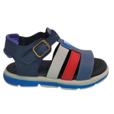 Imagem de Sandália Papete Infantil Masculina Anatômica Menino Fivela Percatinha Escolar Chinelo C...