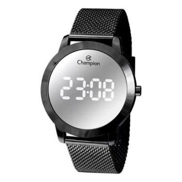 Imagem de Relógio Digital LED Champion  A Prova D'água  Preto Espelhado Redondo-Unissex