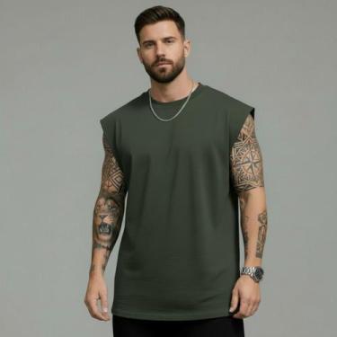 Imagem de Regata Machão Masculina Oversized Tecido Premium 100% Algodão Fio 30.1