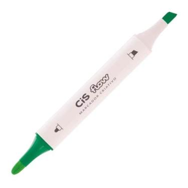 Imagem de Marcador Permanente CiS Flow Ponta Dupla - Cores Diversas, Verde Esmer