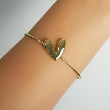 Imagem de Bracelete Aberto Coração Assimétrico Orgânico Banhado a Ouro  - Lazzul