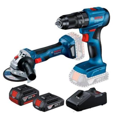 Imagem de Kit Bosch Furadeira Paraf GSB-185-Li 18V e Esmerilhade GWS-180-Li 2B 1