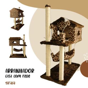 Imagem de Arranhador Gatos Casinha COM REDE 2 Brinquedos - ARRANHADOR IPETS STOR