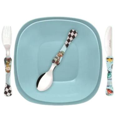 Imagem de Conjunto de Prato com Talheres Kids Infantil - Guga Distribuidora