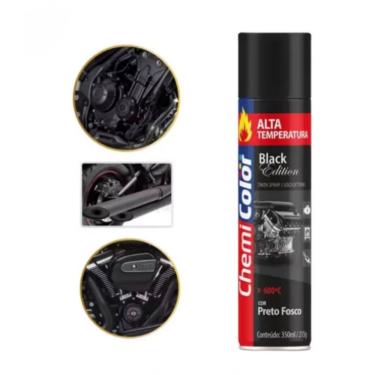 Imagem de Tinta Spray Alta Temperatura Proteção e Acabamento Resistente ao Calor Preto Fosco Chemi Color