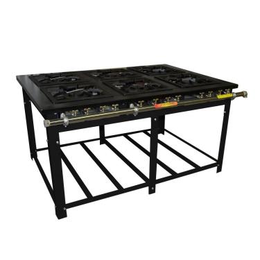 Imagem de Fogão a Gás Profissional Maxi Cozinha Industrial Baixa Pressão 6 Bocas Duplas 40x40 M6D6E Venâncio