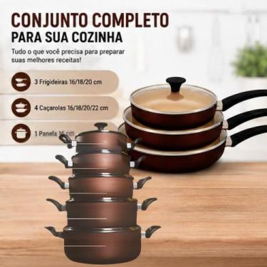 Imagem de Conjunto Panelas Antiaderente 10 Peças Teflon Várias Cores Cor:Vanilha