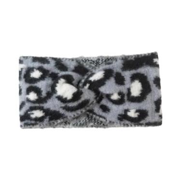 Imagem de Faixa De Cabelo Elástica De Lã Grossa Com Estampa De Leopardo, Aqueced