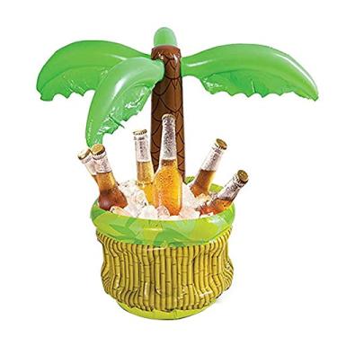 Imagem de Yajun Balde de gelo inflável de PVC para o verão Cooler Beer Drinks, recipiente de gelo de palmeira inflável para festas, piqueniques e acampamentos