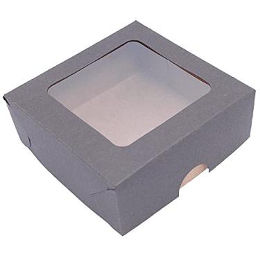 Imagem de 50 Caixas de papel kraft tampa marrom com visor, tamanho 8x8cm, ideal para doces, brigadeiros, trufas, presentes