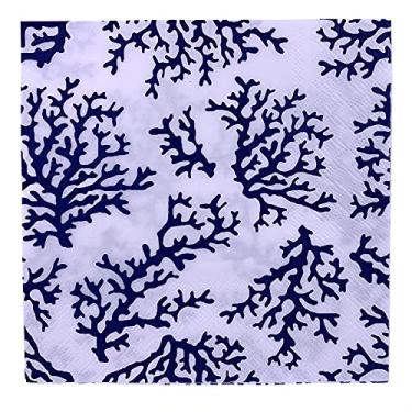 Imagem de KIT 4 CJ COM 20 GUARDANAPOS DE PAPEL COM ESTAMPA DE CORAIS