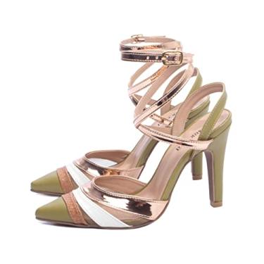 Imagem de Sapato Scarpin Cobre Branco Bege Verde Torricella Genero:Feminino;Cor:Verde;Tamanho:39
