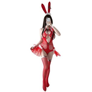 Imagem de SINGUYUN Christmas Lingerie for Women Red Santa Babydolls Sexy Chemise Set With Socks (7448Red)
