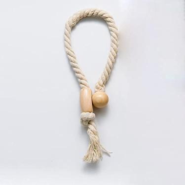 Imagem de 2 pçs/conjunto corda de algodão fivela magnética fivela de cortina cinto de algodão fivela de cortina moderna minimalista criativa fivela de cortina, bege