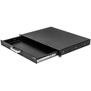 Imagem de Navepoint Gaveta de montagem em rack para gabinete de servidor de 48 cm ou DJ com fechadura e chave 1U preta