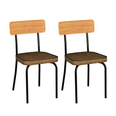 Imagem de Conjunto com 2 Cadeiras Douro Marrom e Preto