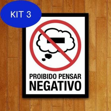 Imagem de Kit 3 Placa Decorativa - Proibido Pensar Negativo - Legiao Nerd