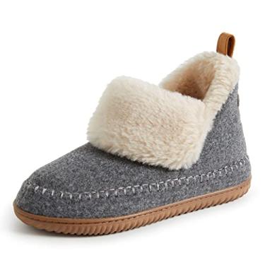 Imagem de Dearfoams Pantufa feminina Moritz aconchegante para uso interno e externo, Cinza, 7-8