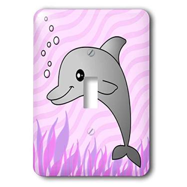 Imagem de 3dRose LLC lsp_13810_1 Chave única cinza golfinho rosa oceano