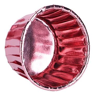 Imagem de Copos de bolo copos de muffin 50 peças folha de alumínio enrolada dupla face antiaderente resistente ao calor copos de papel multiuso ferramentas de cozimento de pastelaria (ouro rosa)