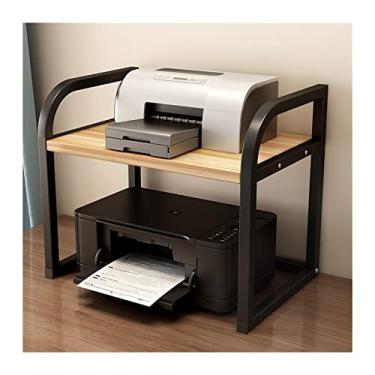 Imagem de KIZQYN Suporte de impressora suporte de mesa para impressora de camada dupla prateleira de mesa com almofadas antiderrapantes para organizador de espaço de escritório rack de armazenamento banco prateleira de mesa impressora de mesa (cor: E, tamanho: CH)